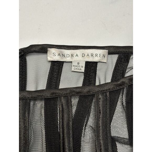 Sandra Darren Vintage Style Black Tulle Overlay Tea Length Cocktail Dress Size 8 - Picture 7 of 8